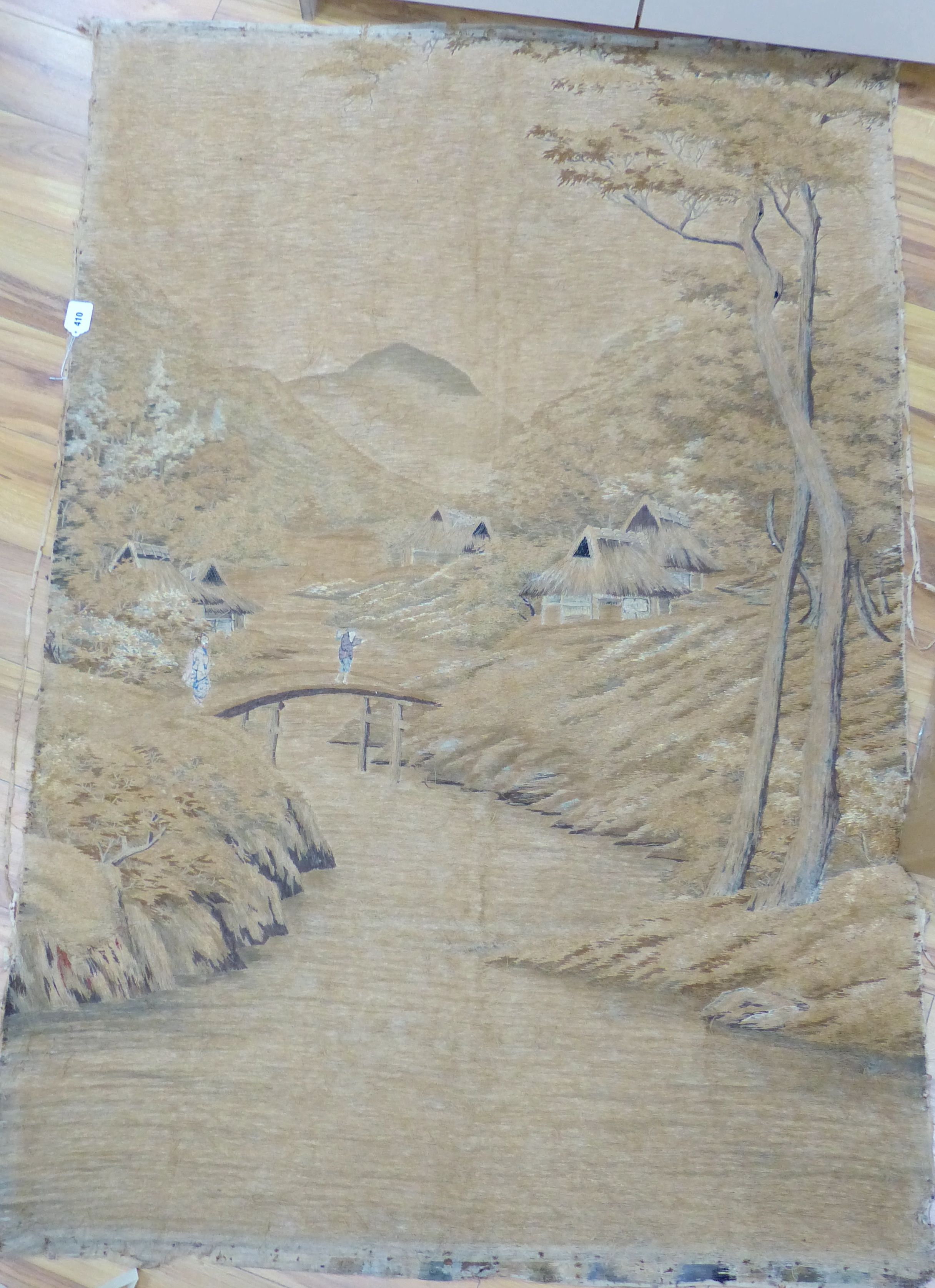 A large Japanese Meiji embroidery hanging